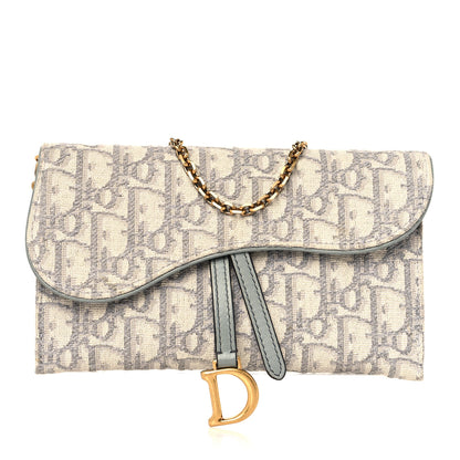Christian Dior Oblique Saddle Chain Long Wallet Grey 1 of 10