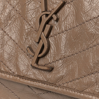Saint Laurent Crinkled Calfskin Matelasse Monogram Medium Niki Chain Satchel Light Taupe 22 of 27