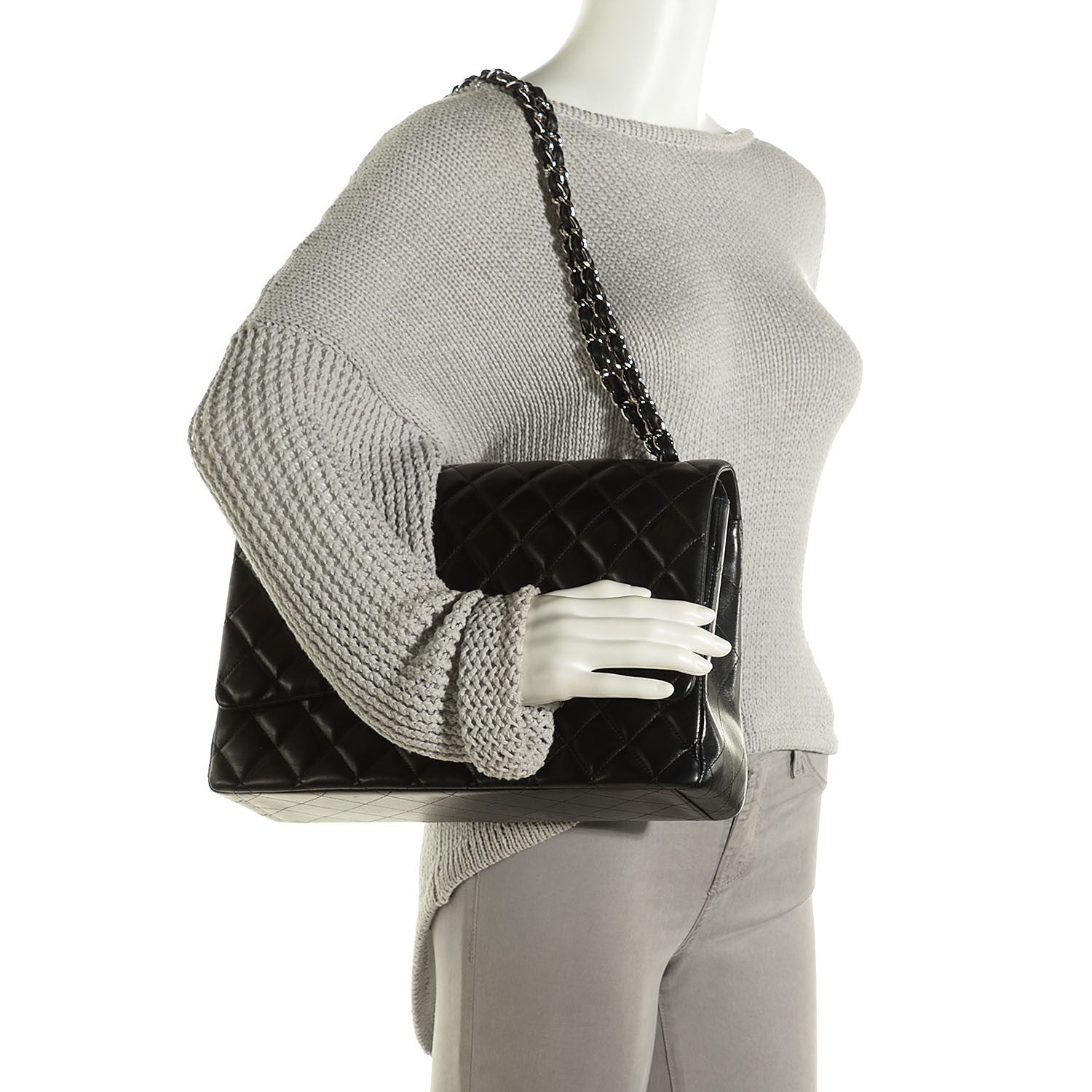 Chanel Lambskin Quilted Maxi Double Flap Black 2 of 9