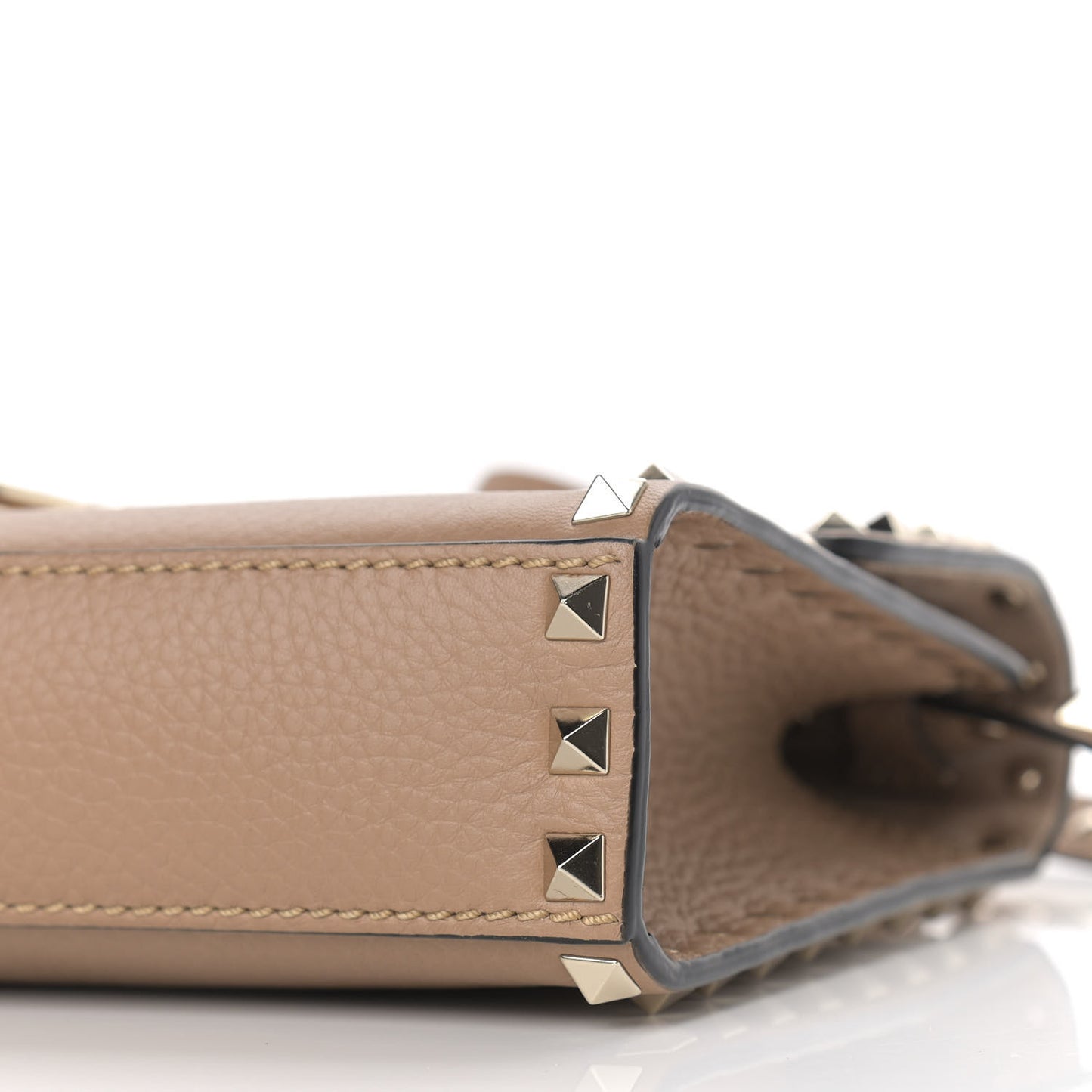 Pebbled Calfskin Medium Rockstud Flip Lock Crossbody Bag Deep Alpaca