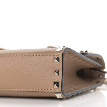 Valentino Garavani Pebbled Calfskin Medium Rockstud Flip Lock Crossbody Bag Deep Alpaca 8 of 8