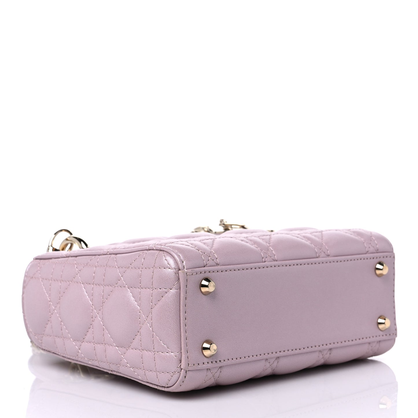 Metallic Lambskin Cannage Mini Lady Dior Lotus