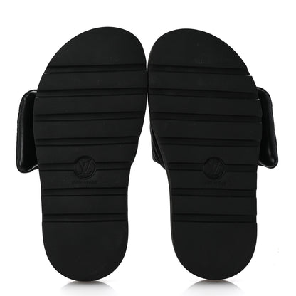 Louis Vuitton Nylon Monogram Womens Pool Pillow Comfort Mules 38 Black 6 of 9