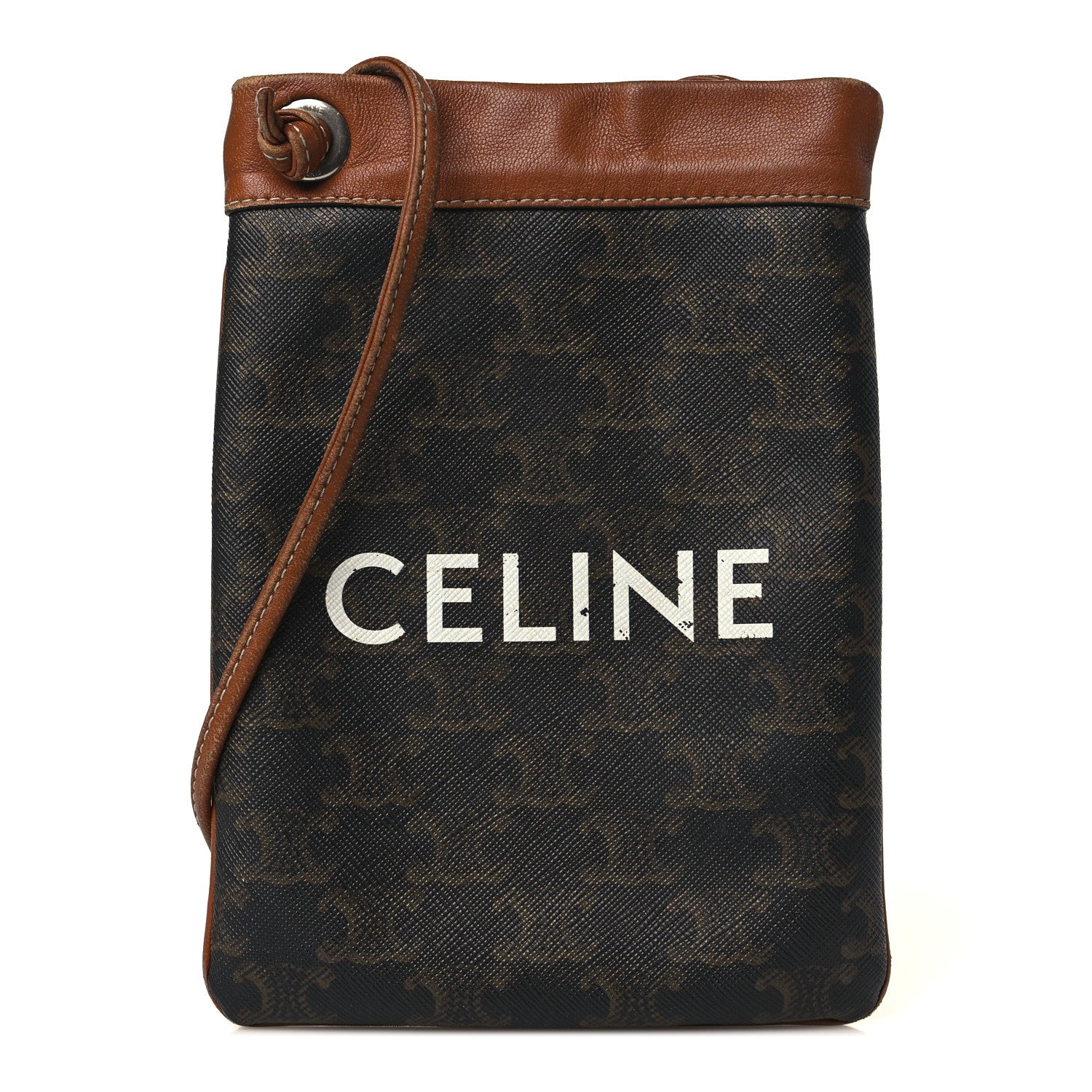 Celine Triomphe Canvas Calfskin Mini Poche Bag Tan 1 of 11