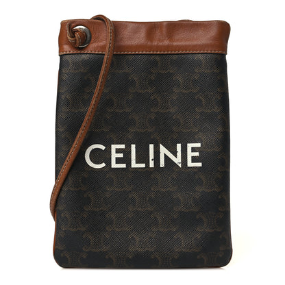 Celine Triomphe Canvas Calfskin Mini Poche Bag Tan 1 of 11