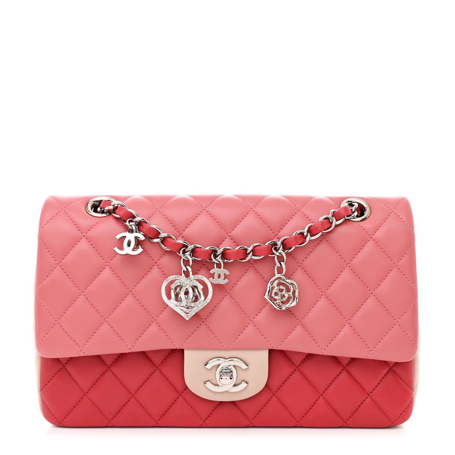 Chanel Lambskin Quilted Tri-Color Medium Valentine Charms Single Flap Pink 1 of 13
