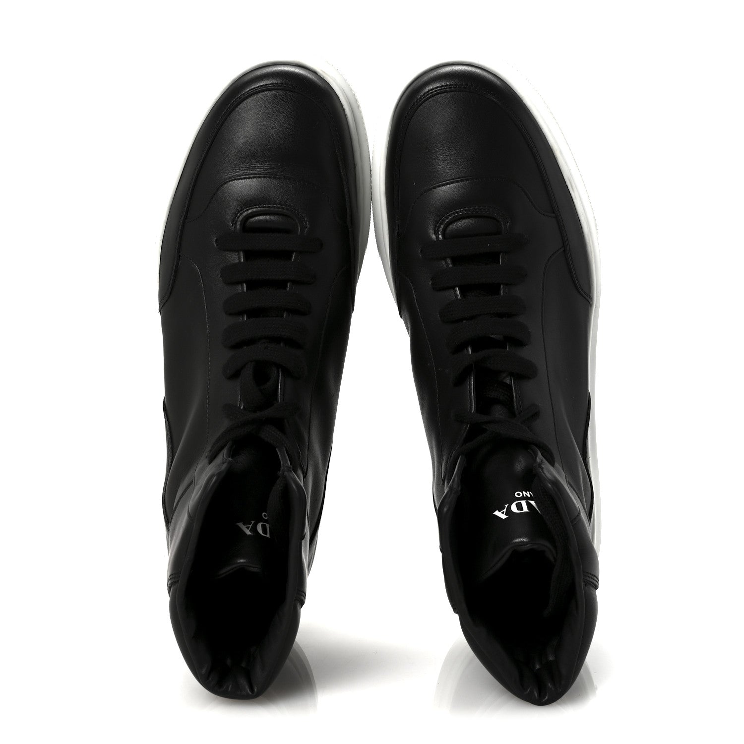 Prada Vitello Soft Uomo Mens High Top Sneakers 12 Black 2 of 9