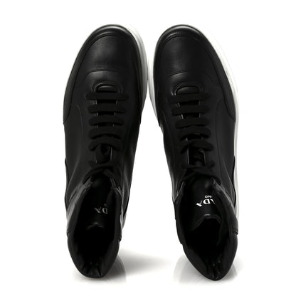 Prada Vitello Soft Uomo Mens High Top Sneakers 12 Black 2 of 9