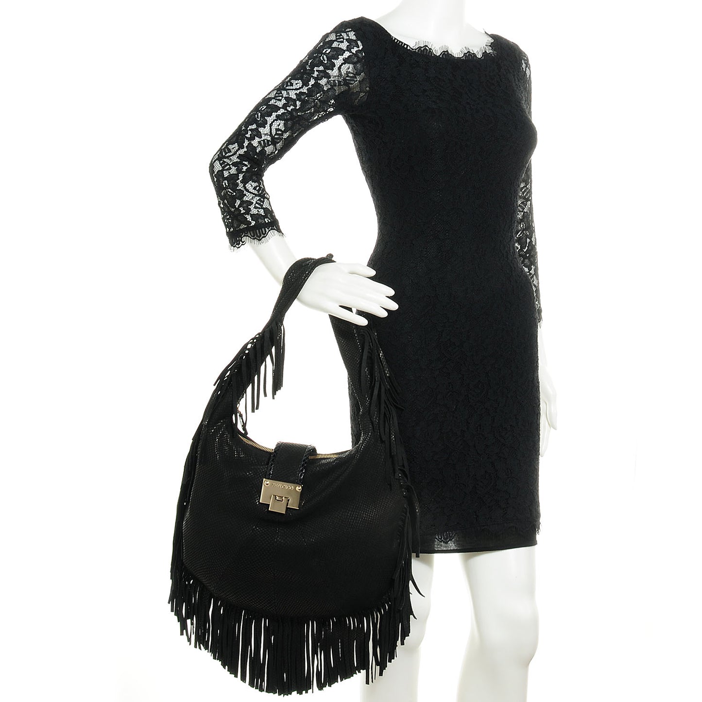 Elaphe Snakeskin Roxie Hobo Black
