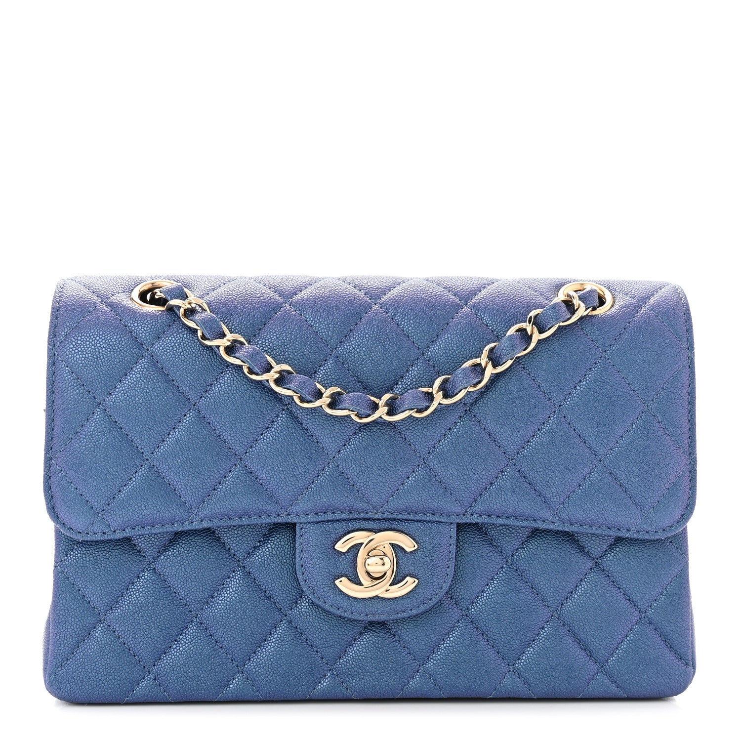 Chanel Iridescent Caviar Quilted Small Double Flap Dark Blue 1 of 11