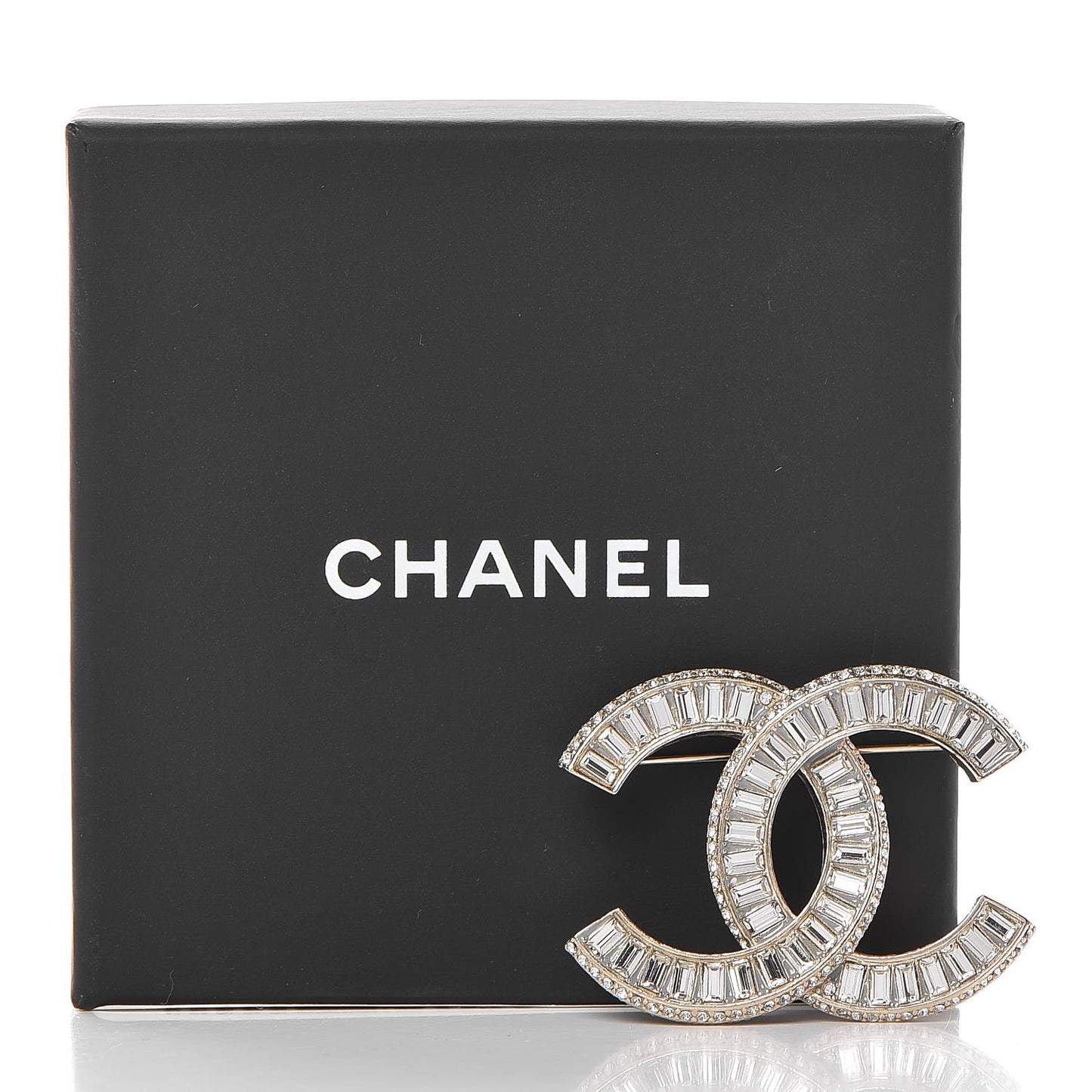 Baguette Crystal CC Brooch Gold