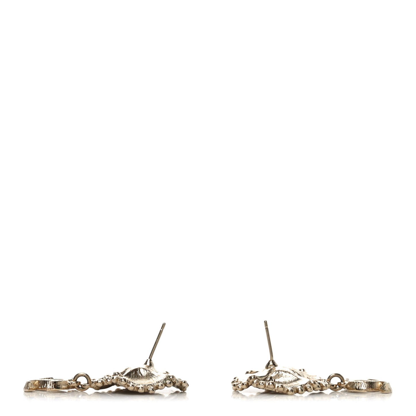Crystal Pearl Resin Camellia CC Drop Earrings Gold