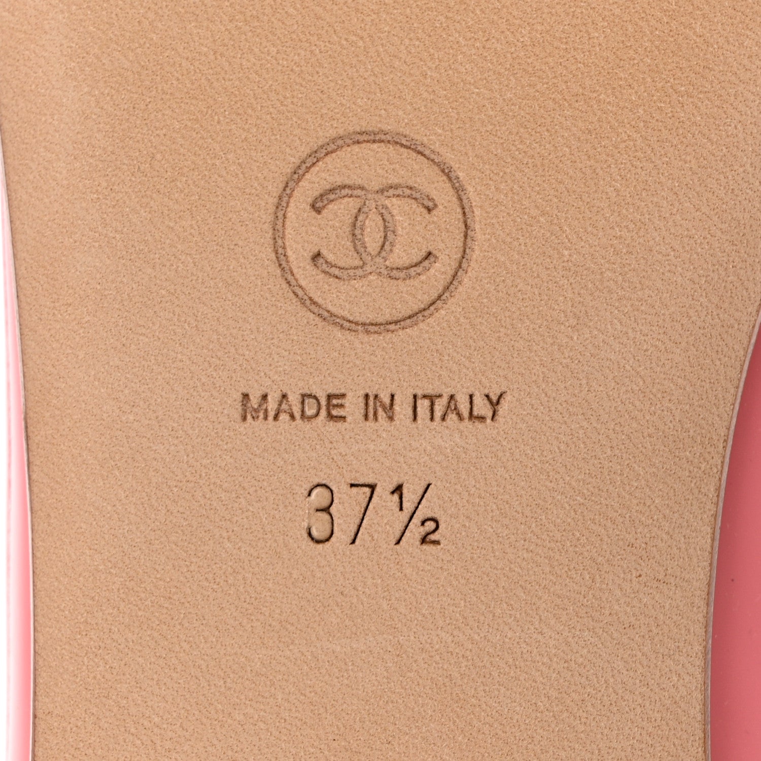 Chanel Patent Calfskin CC Cap Toe Ballerina Flats 37.5 Light Pink 8 of 9