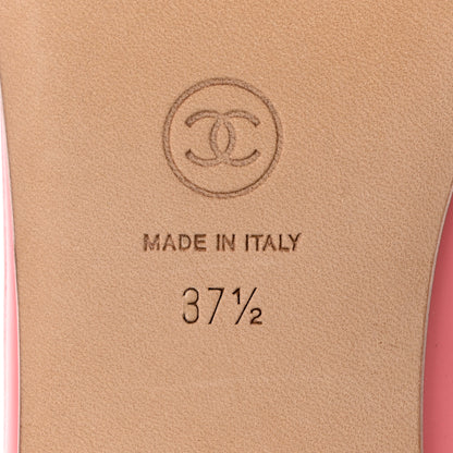 Chanel Patent Calfskin CC Cap Toe Ballerina Flats 37.5 Light Pink 8 of 9