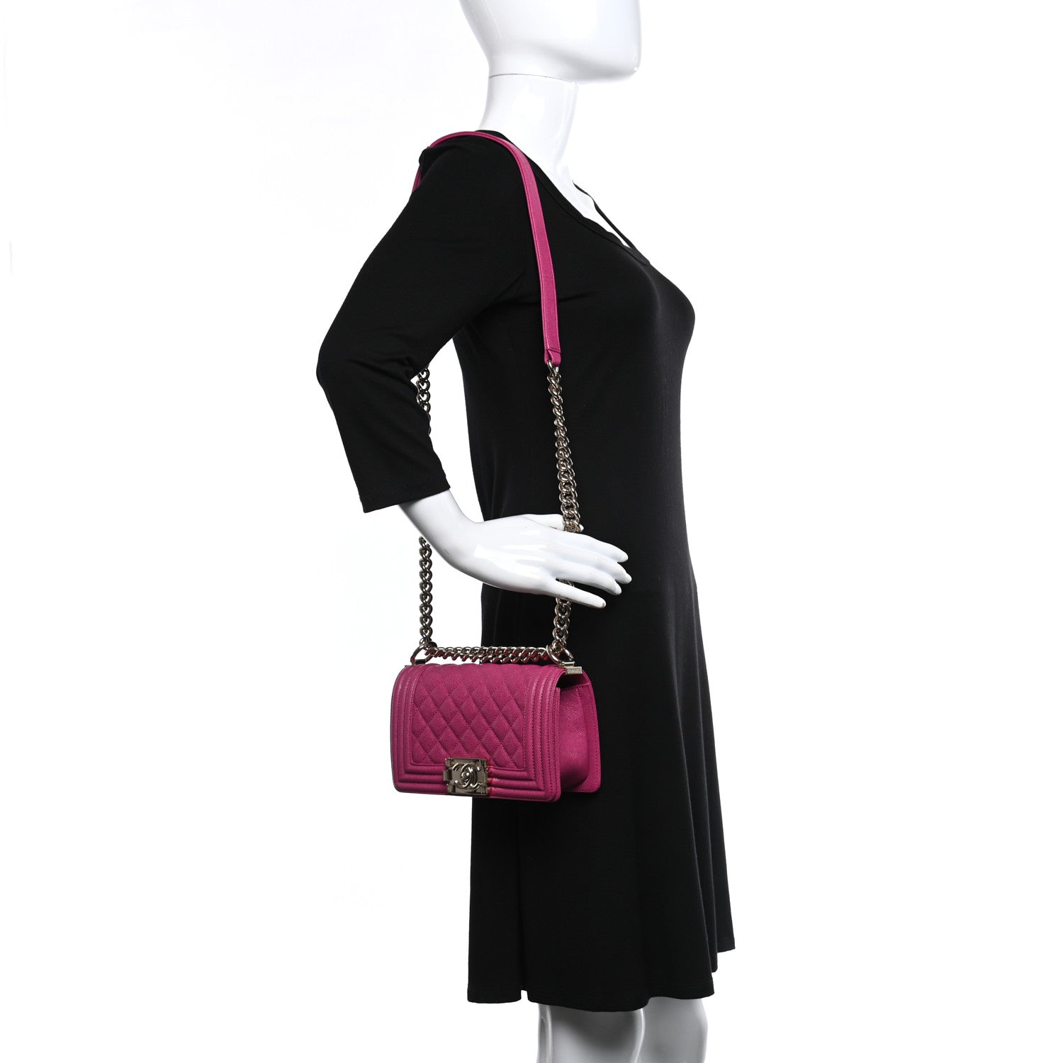 Chanel Caviar Quilted Small Boy Flap Fuchsia 2 of 9