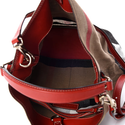 Burberry Canvas Mega Check Medium Ashby Hobo Cadmium Red 8 of 12