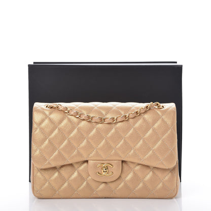 Chanel Pearly Caviar Quilted Jumbo Double Flap Gold 9 of 9