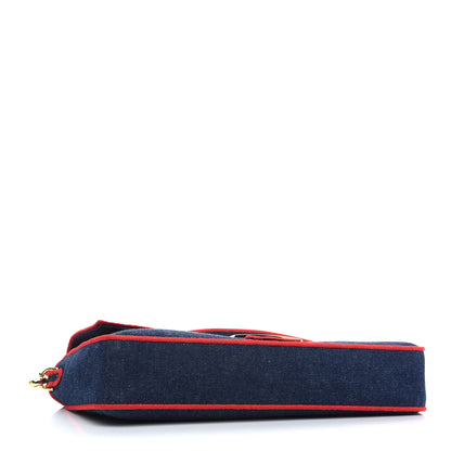 Fendi Denim Large Baguette Blue Rosso 4 of 8