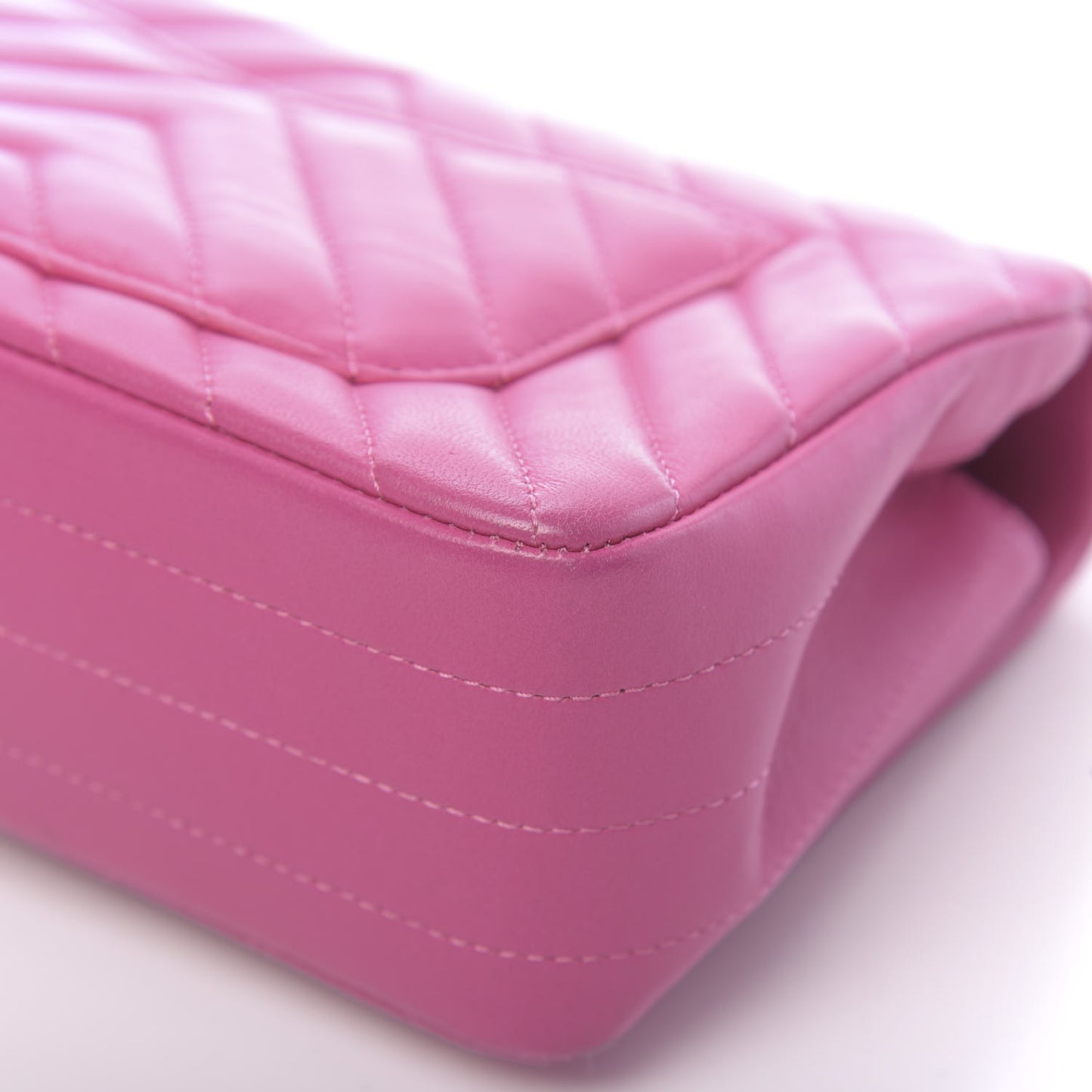 Lambskin Chevron Quilted Mini Rectangular Flap Fuchsia