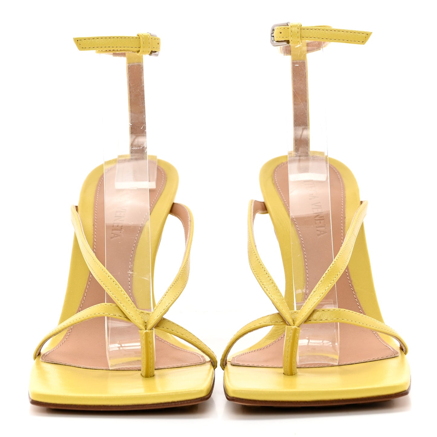 Lambskin Stretch Multi Strap 90mm Sandals 36 Pear