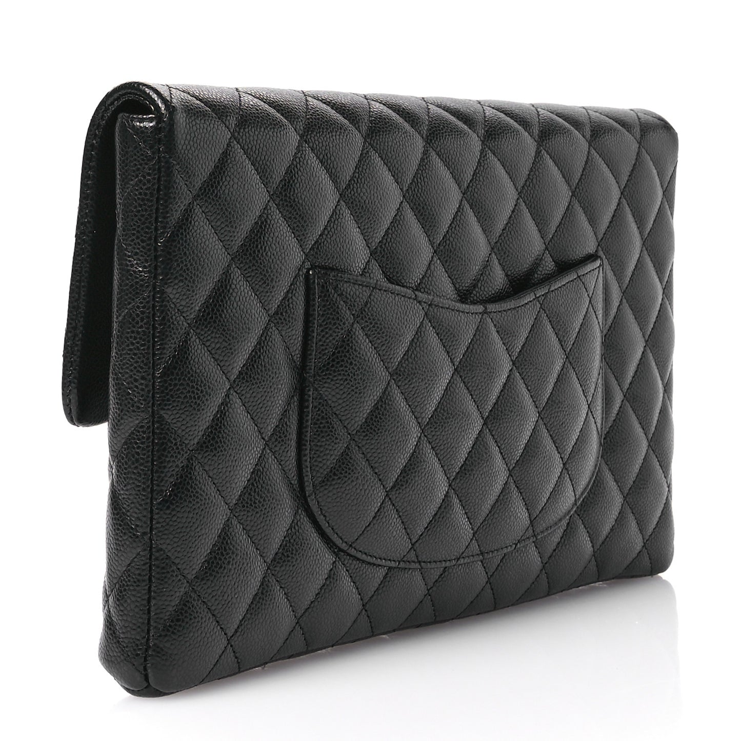 Caviar Quilted Flap Clutch Black