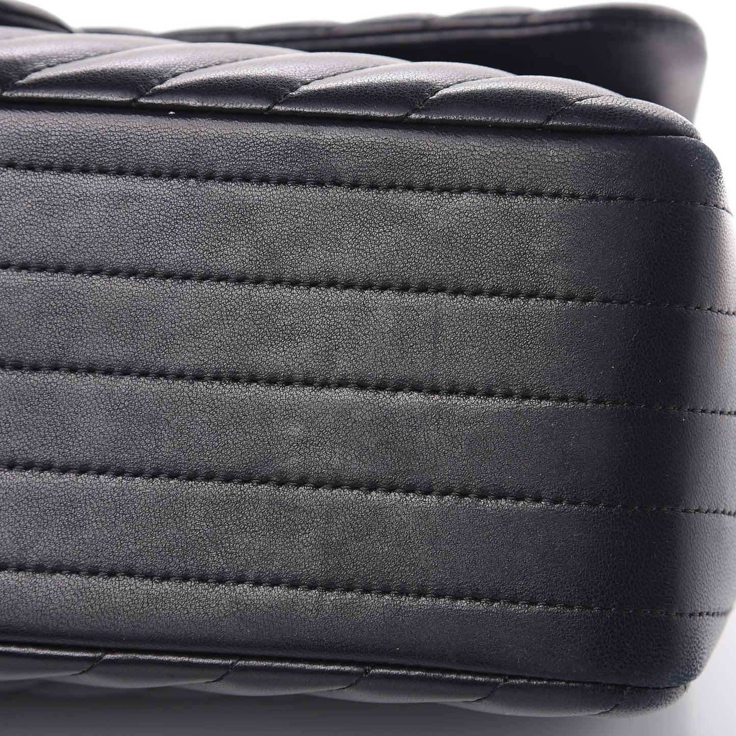 Lambskin Chevron Quilted Jumbo Double Flap Black