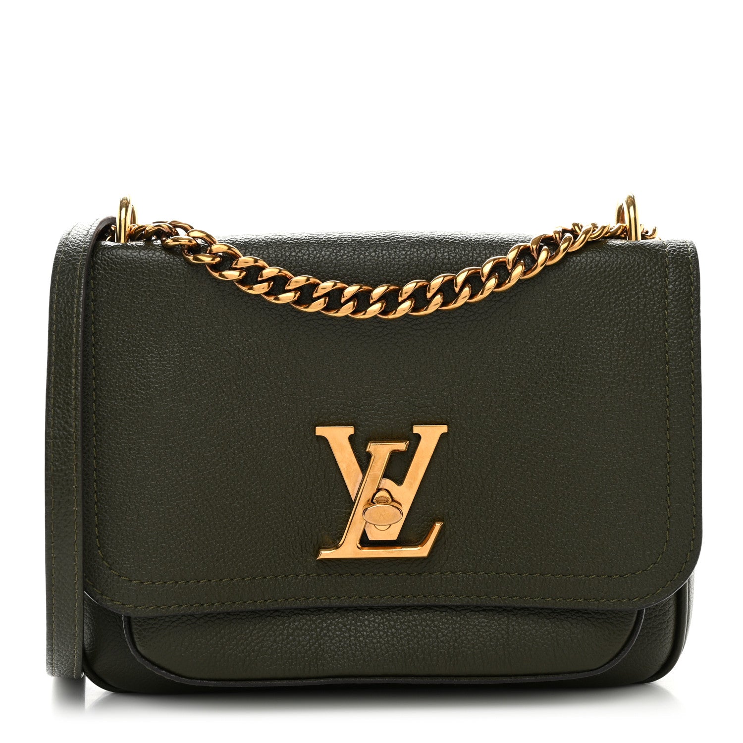 Louis Vuitton Grained Calfskin Lockme Chain Bag PM Kaki 1 of 9