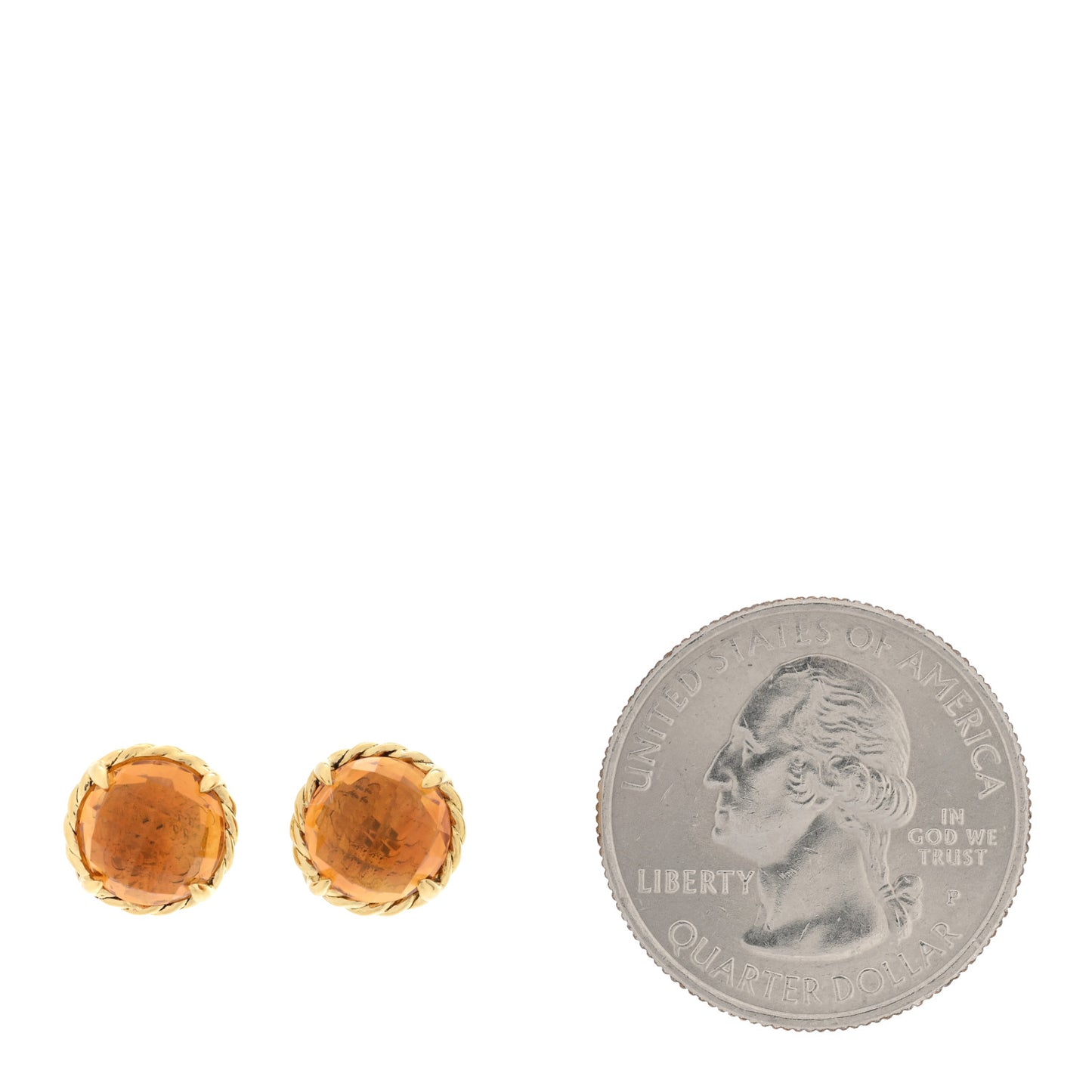 18K Yellow Gold Citrine 8mm Chatelaine Earrings