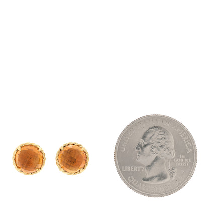 David Yurman 18K Yellow Gold Citrine 8mm Chatelaine Earrings 2 of 4