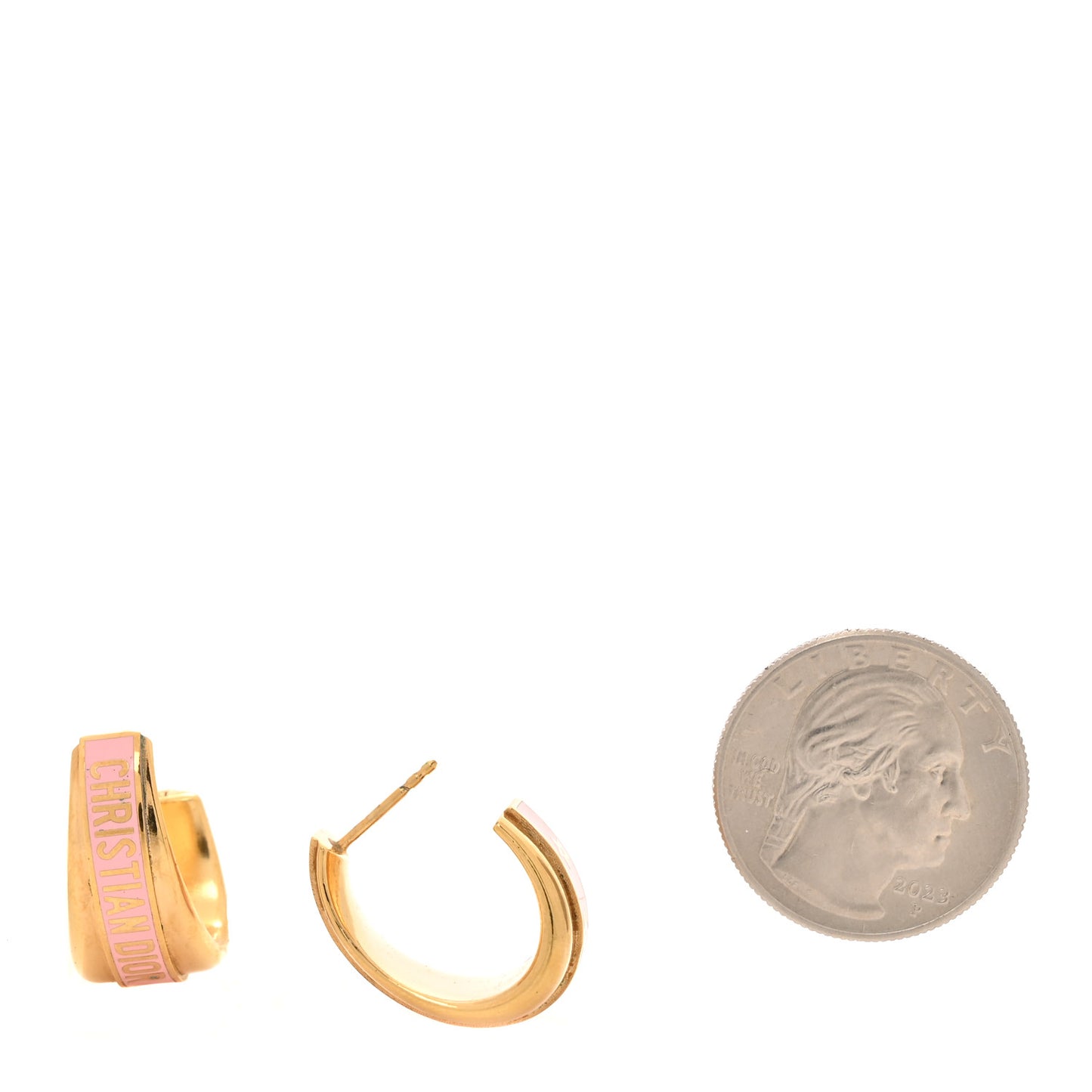 Metal Enamel Code Hoop Earrings Pink Gold
