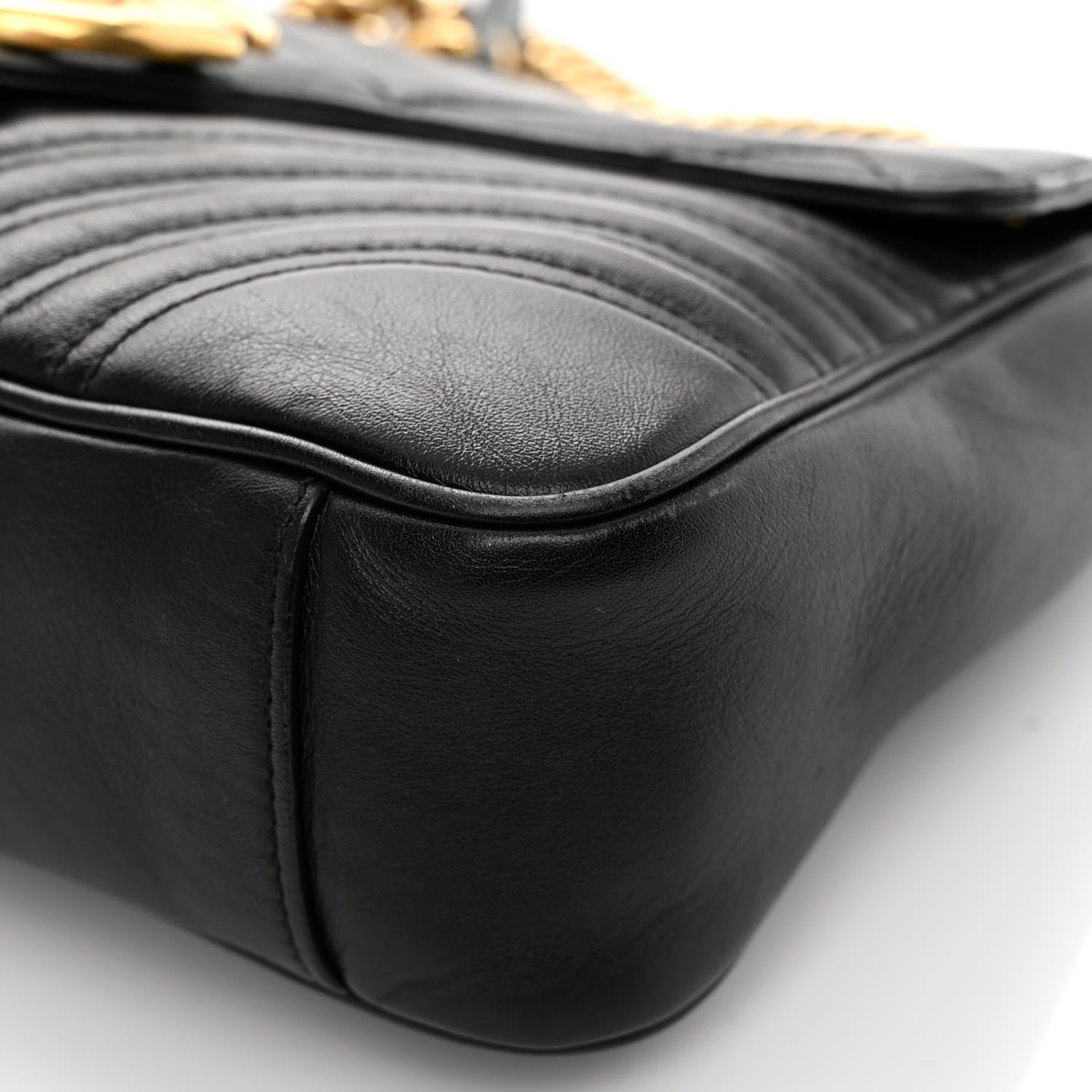 Gucci Calfskin Matelasse Medium GG Marmont Shoulder Bag Black 10 of 18