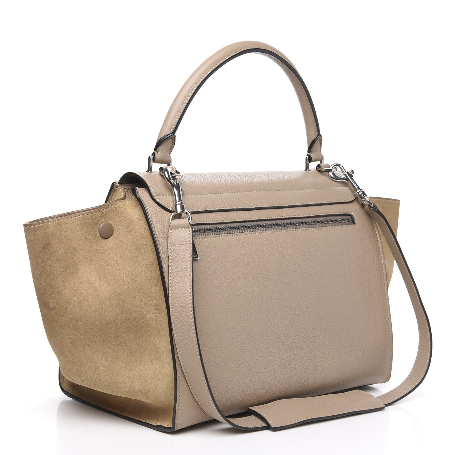 Drummed Calfskin Suede Medium Trapeze Dune