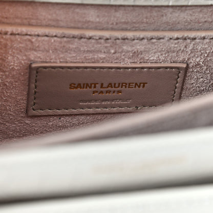 Saint Laurent Calfskin Crocodile Embossed Medium Monogram Sunset Blanc Vintage 10 of 11