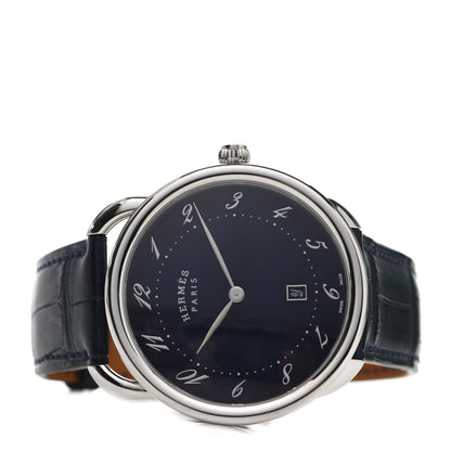 Hermes Stainless Steel Alligator 40mm Arceau Quartz Watch Bleu Abysse 2 of 5