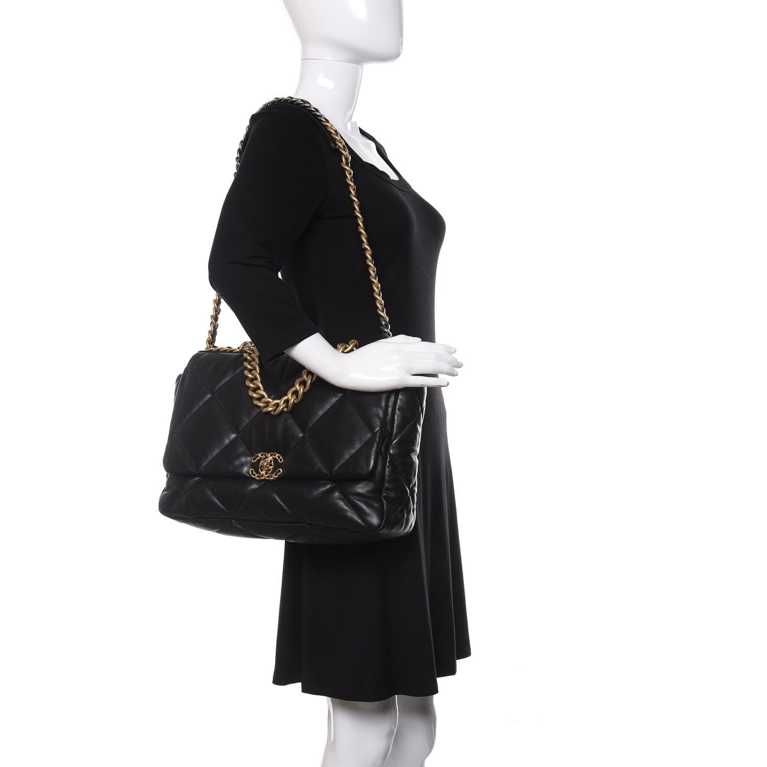 Chanel Goatskin Quilted Maxi 19 Flap Black 2 of 11