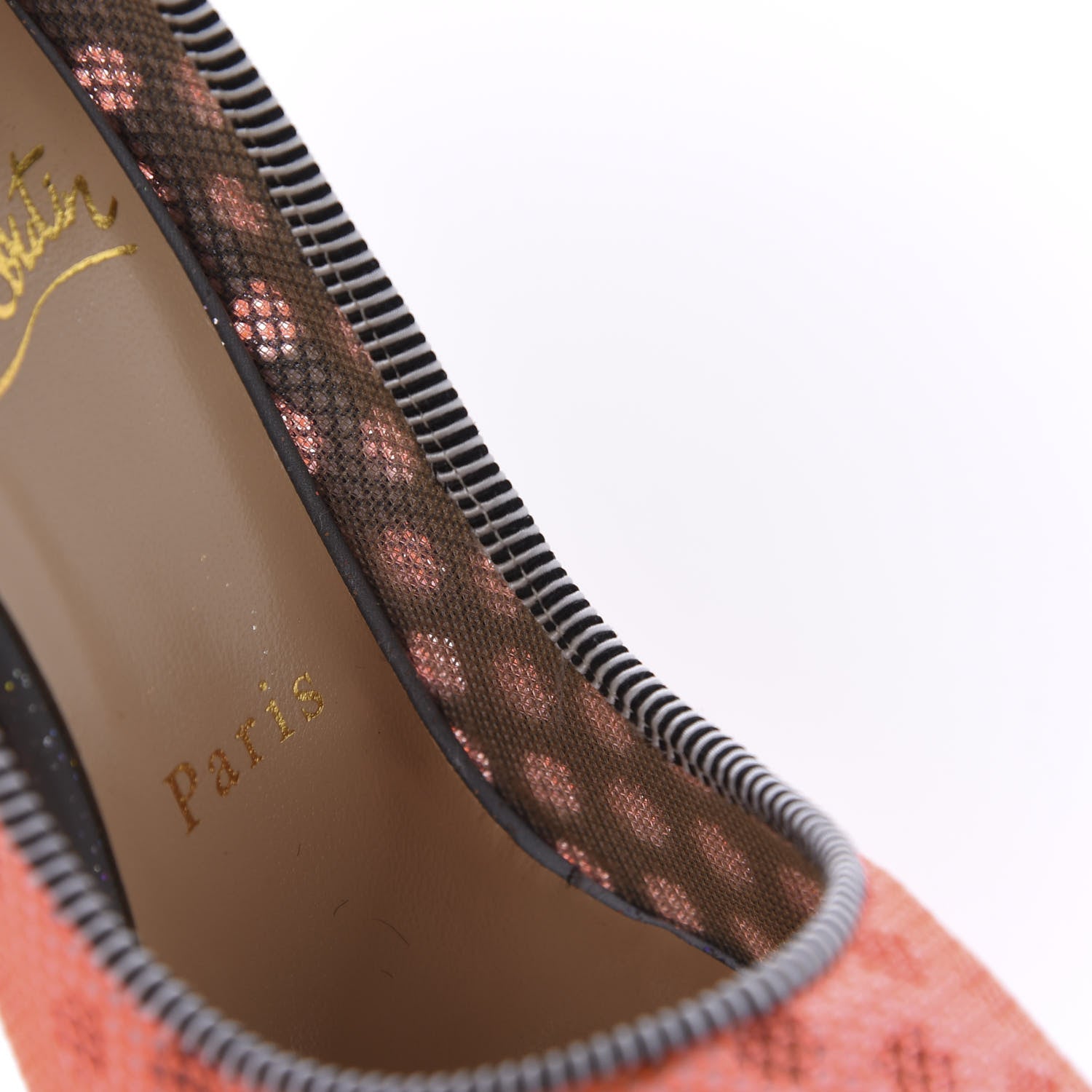 Christian Louboutin Matt Pattent Mesh Glitter Sporty 100 Spike Pumps 36.5 Orange Fluo 9 of 12