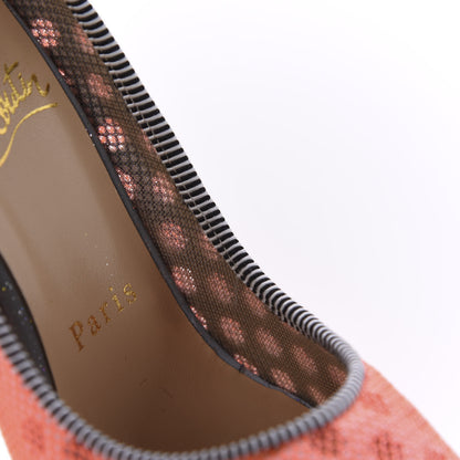 Christian Louboutin Matt Pattent Mesh Glitter Sporty 100 Spike Pumps 36.5 Orange Fluo 9 of 12