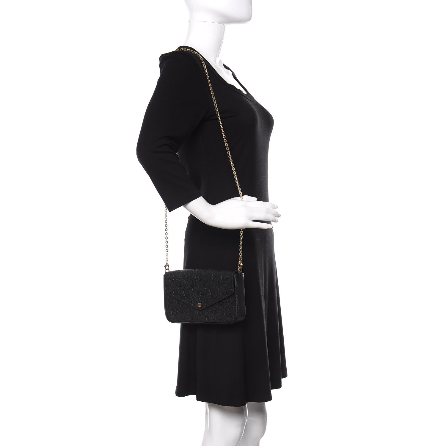 Louis Vuitton Empreinte Pochette Felicie Chain Wallet Black 2 of 11