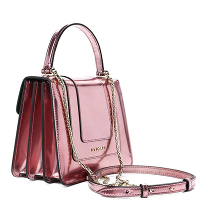 Bulgari Metallic Calfskin Serpenti Forever Top Handle Rose Quartz 4 of 14