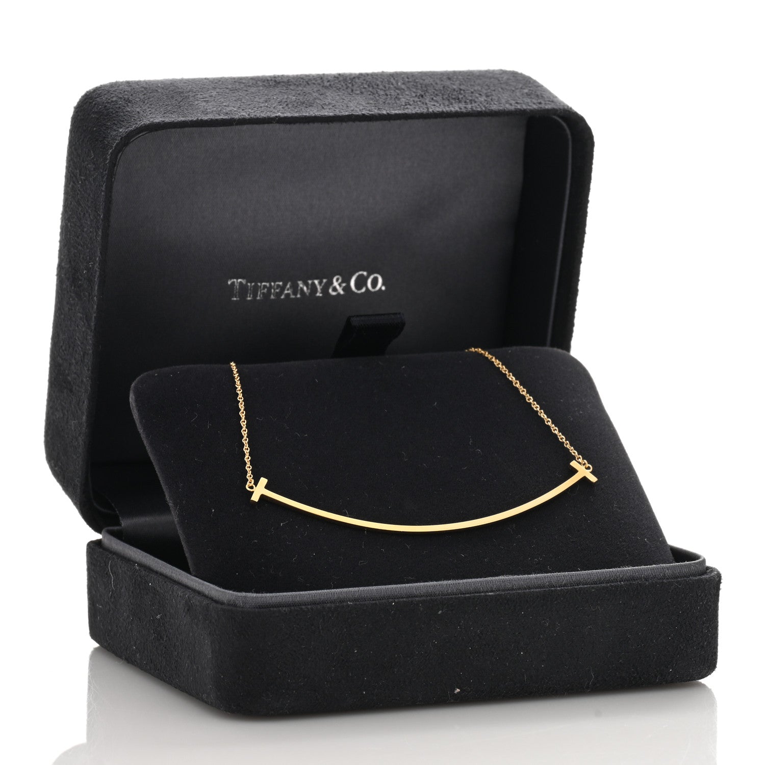 Tiffany 18K Yellow Gold Large T Smile Pendant Necklace 4 of 4