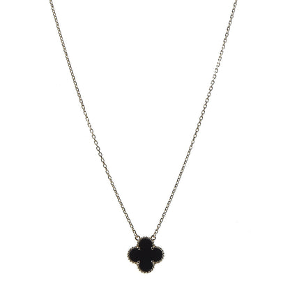 Van Cleef & Arpels 18K Yellow Gold Black Onyx Vintage Alhambra Pendant Necklace 1 of 7