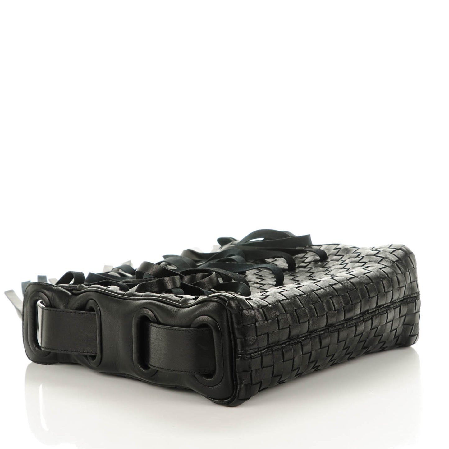 Nappa Intrecciato Fringe Shoulder Bag Nero Black