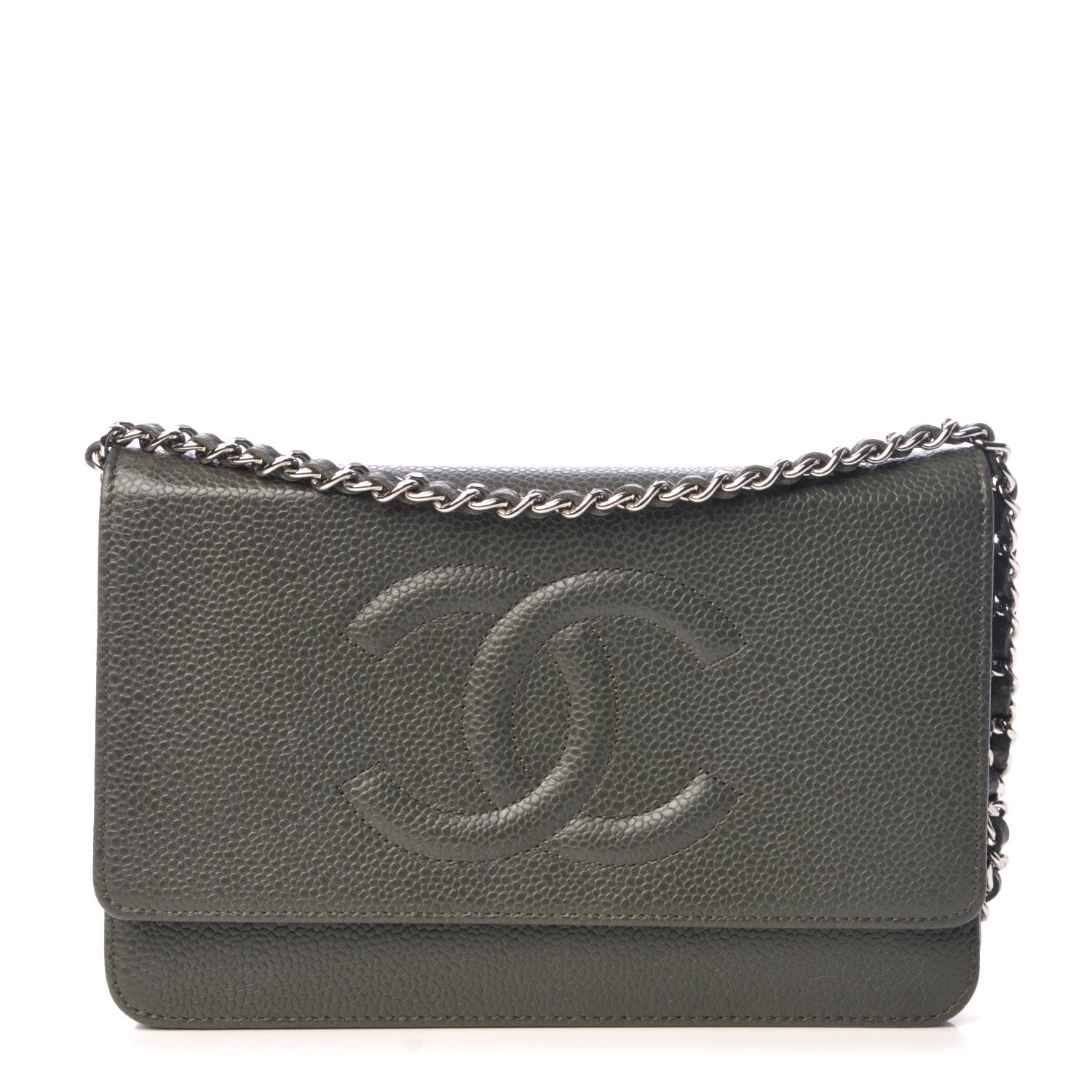 Chanel Caviar Timeless CC Wallet on Chain WOC Dark Grey 1 of 9