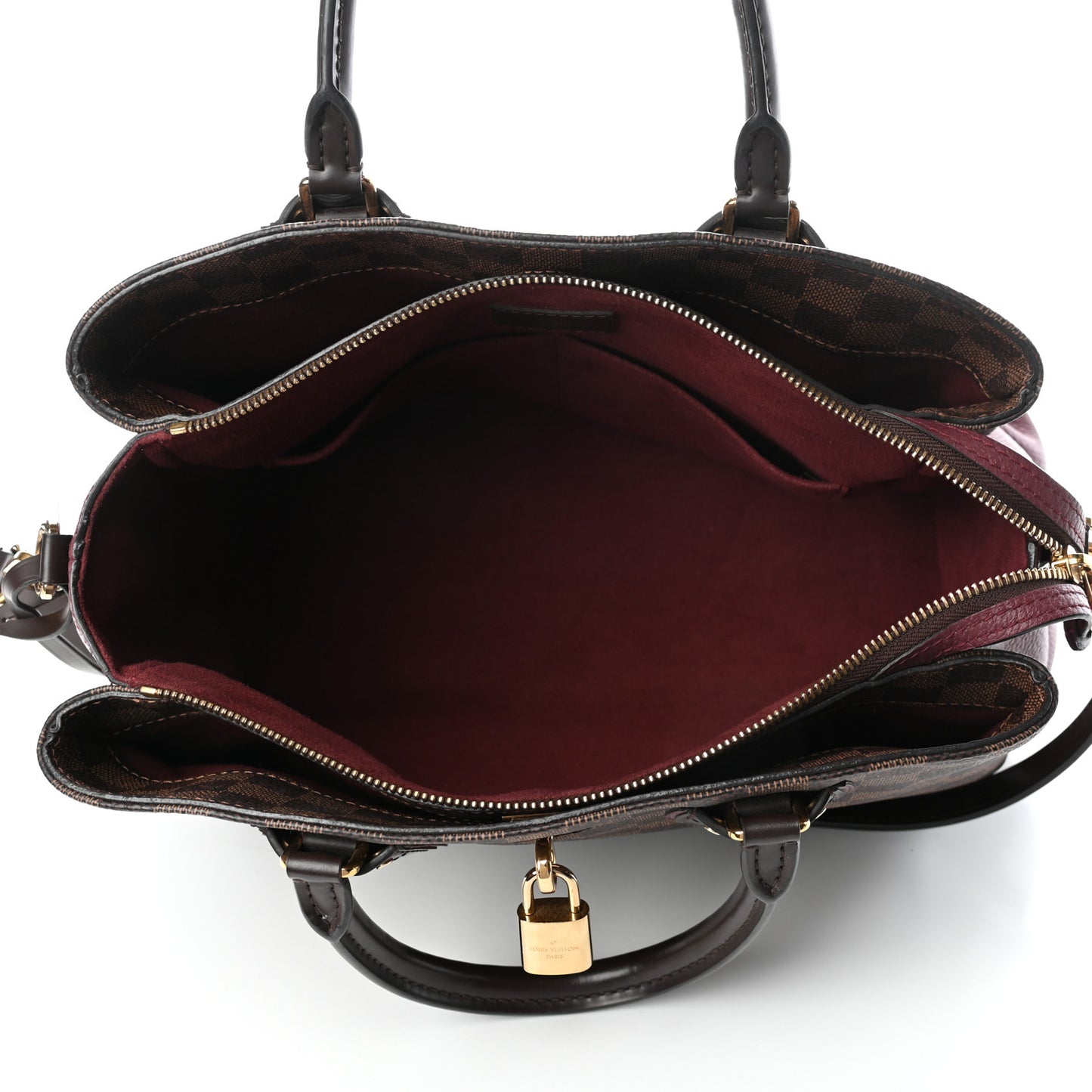 Cuir Taurillon Damier Ebene Normandy Bordeaux