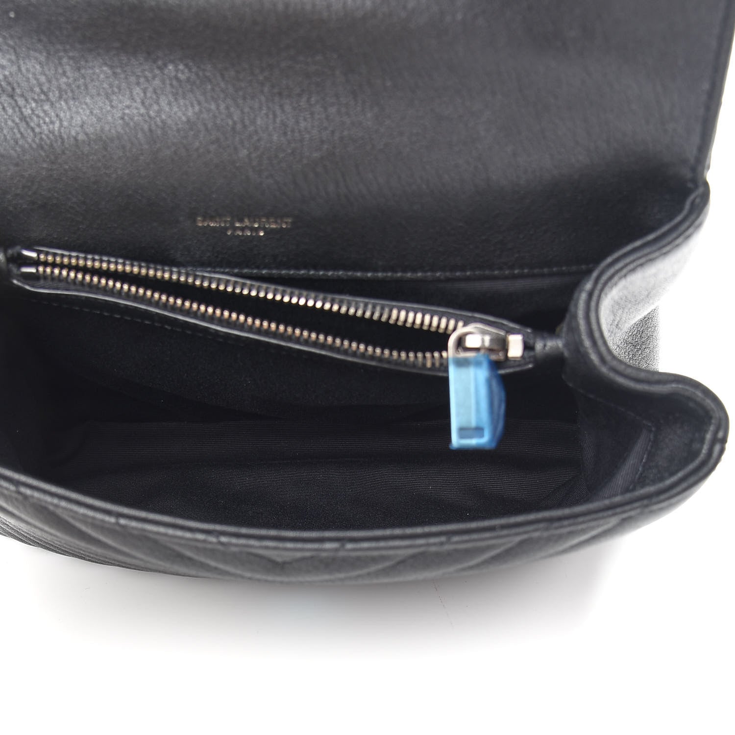 Saint Laurent Sheepskin Matelasse Chevron Monogram Medium College Bag Black 5 of 9