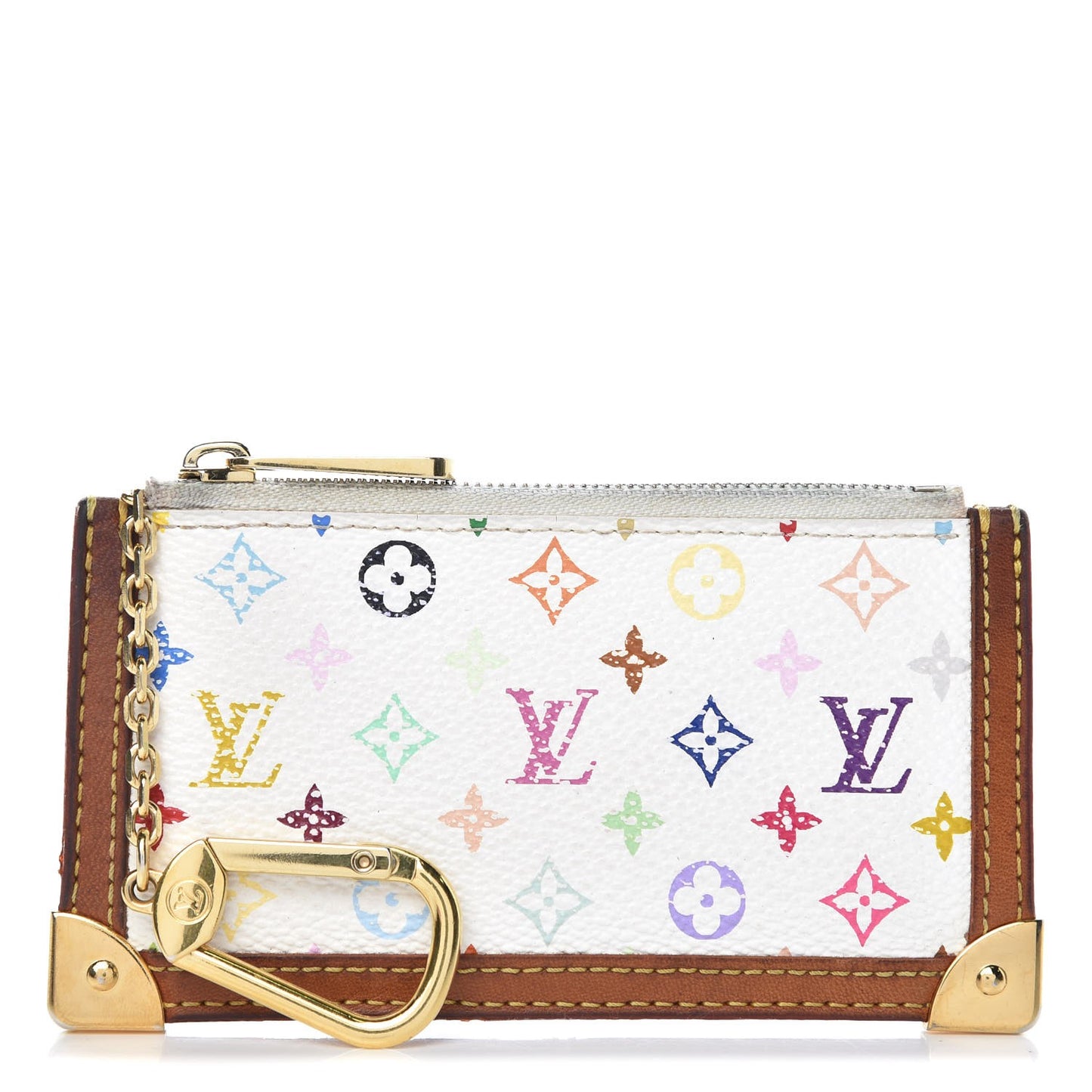 Monogram Multicolor Key Pouch White