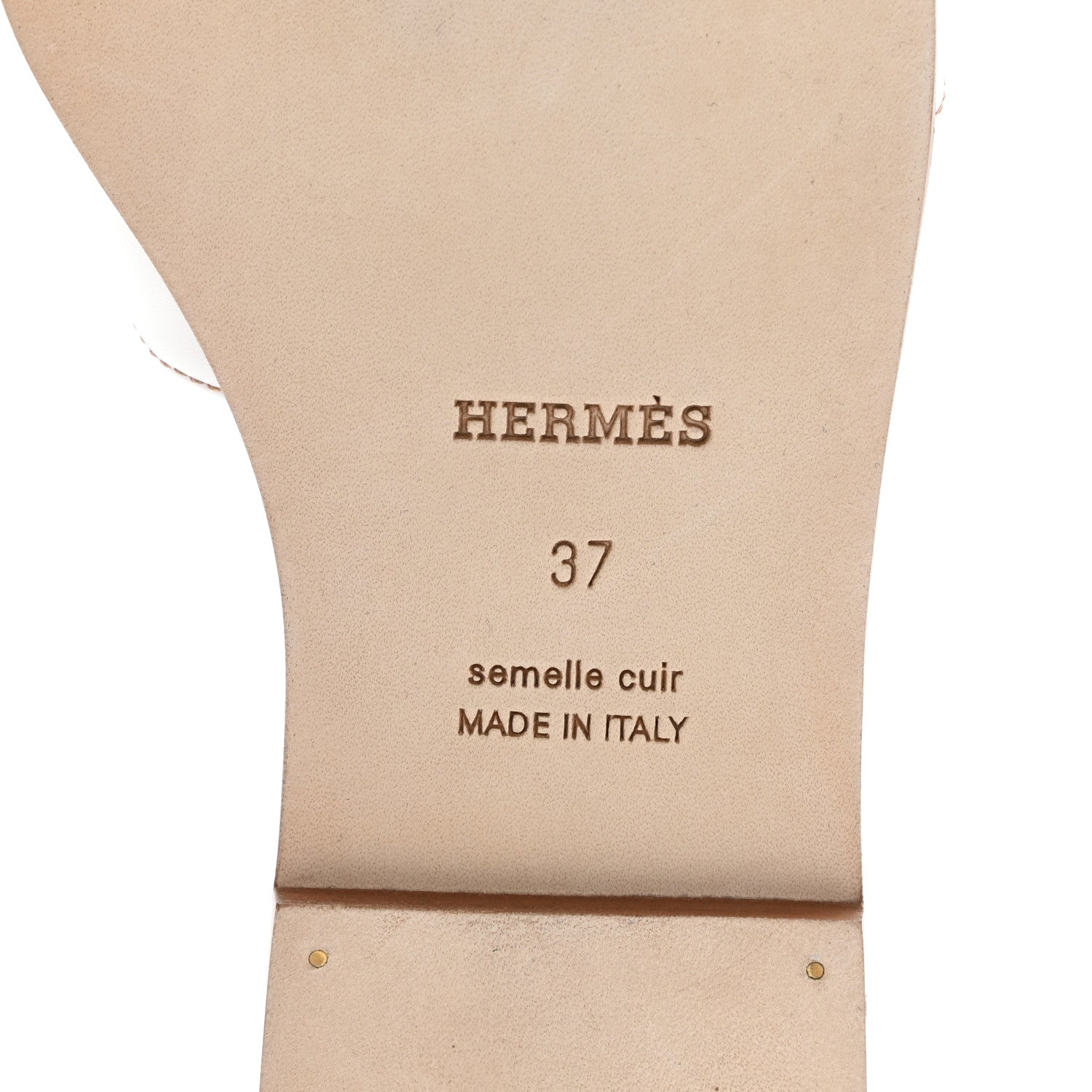 Hermes Box Calfskin Oran Sandals 37 White 8 of 8