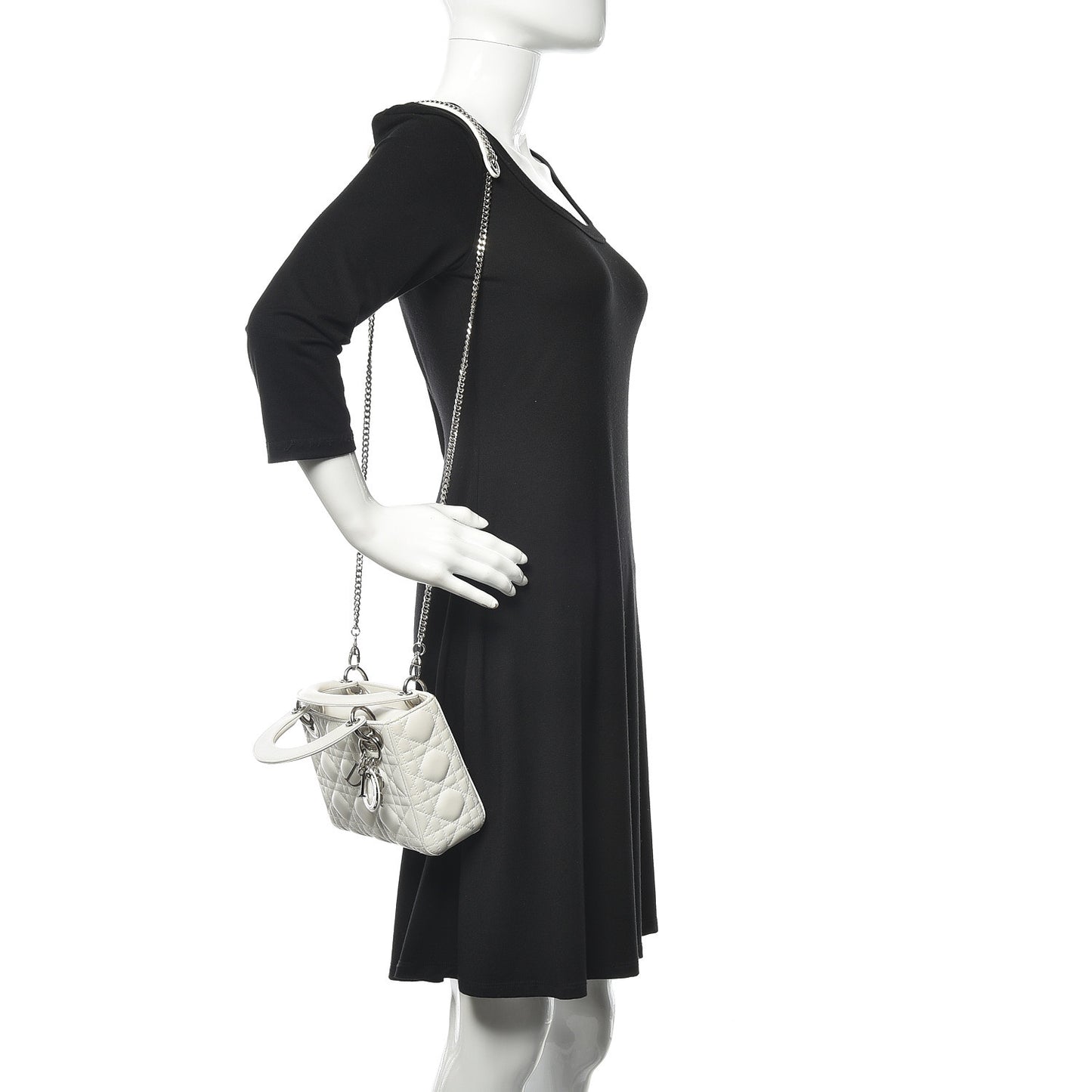 Lambskin Cannage Mini Lady Dior White