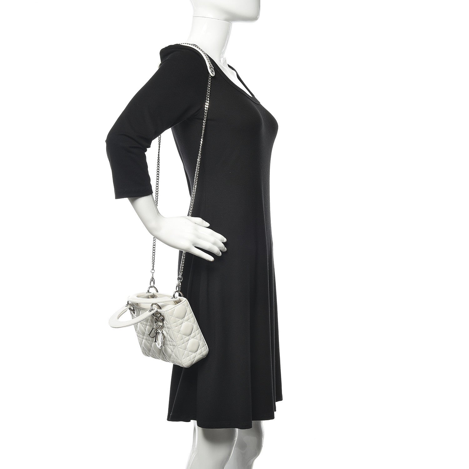 Christian Dior Lambskin Cannage Mini Lady Dior White 2 of 13