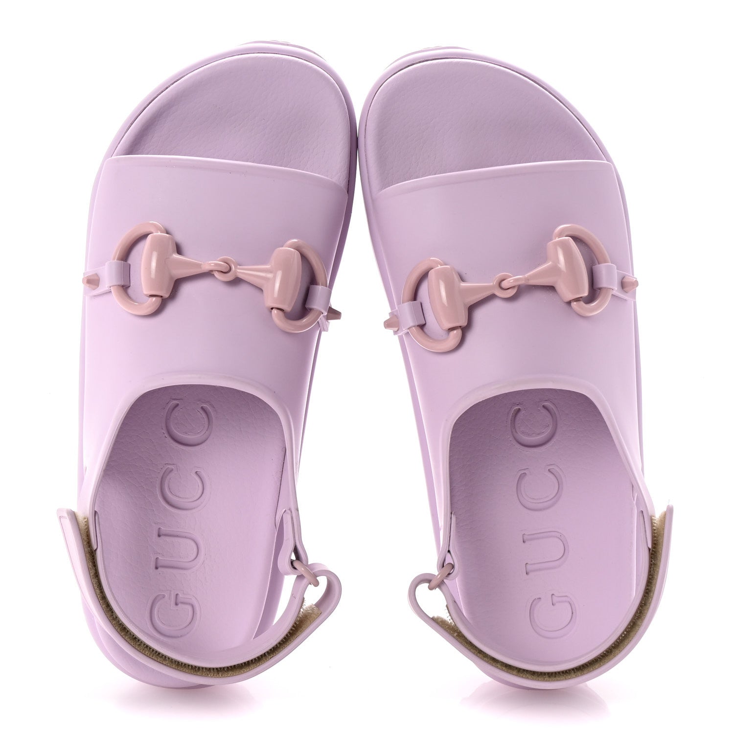 Gucci Soft Rubber Horsebit Touch Womens Strapped Sandals 40 Talc Pink 2 of 9